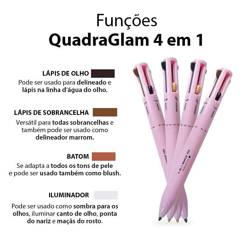 Caneta de Maquiagem 4 em 1 QuadraGlam Mega Certo