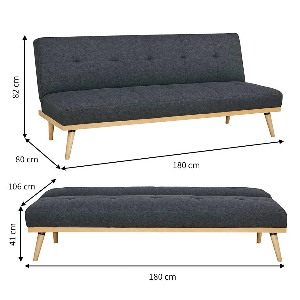 Sofá-Cama 3 Lugares Casal Córsega Cinza Escuro