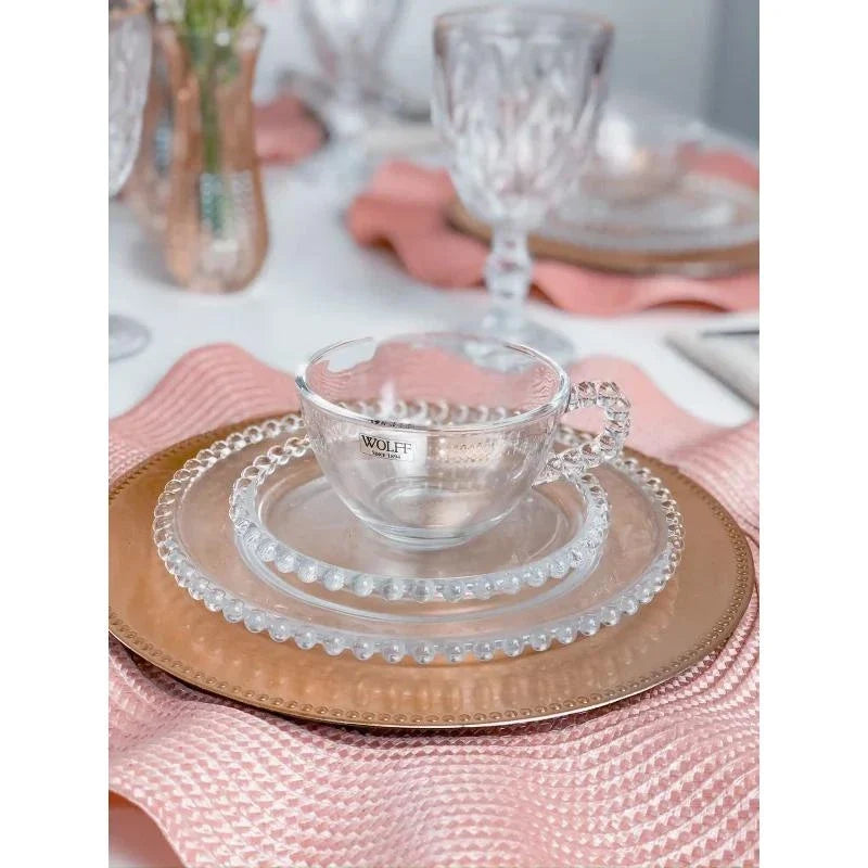 Prato Sobremesa Cristal 20 cm Pearl Bolinha Wolff Transparente