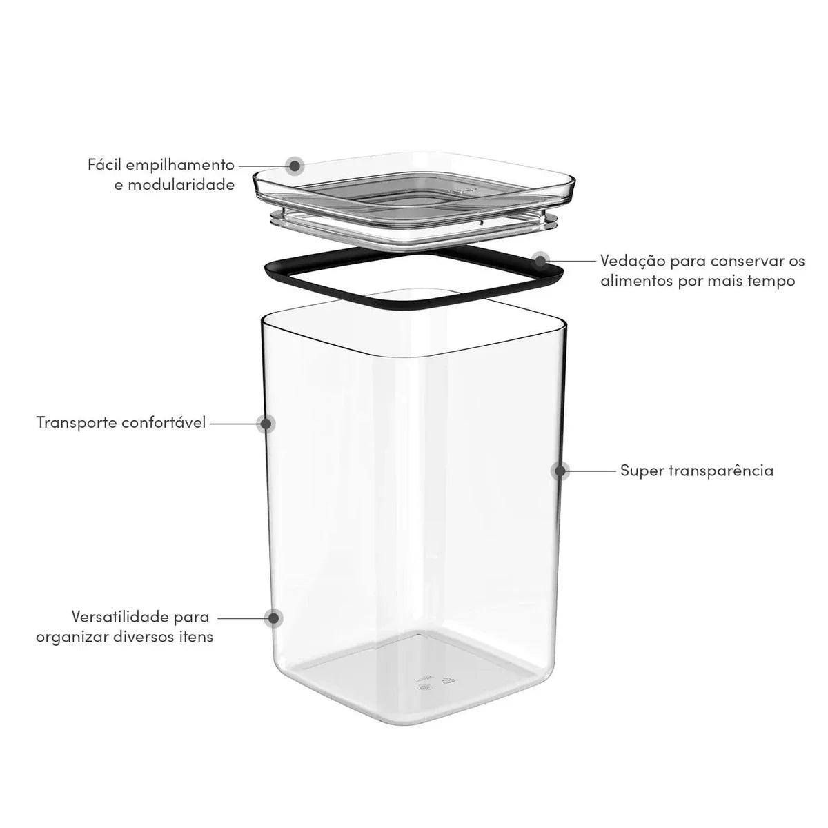 Pote Hermético Organizador Ou 3,5L Linha Block