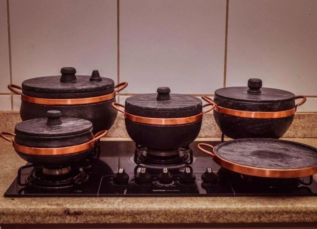 Jogo 5 Peças Cozinha Completinha Panelas Pedra Sabão