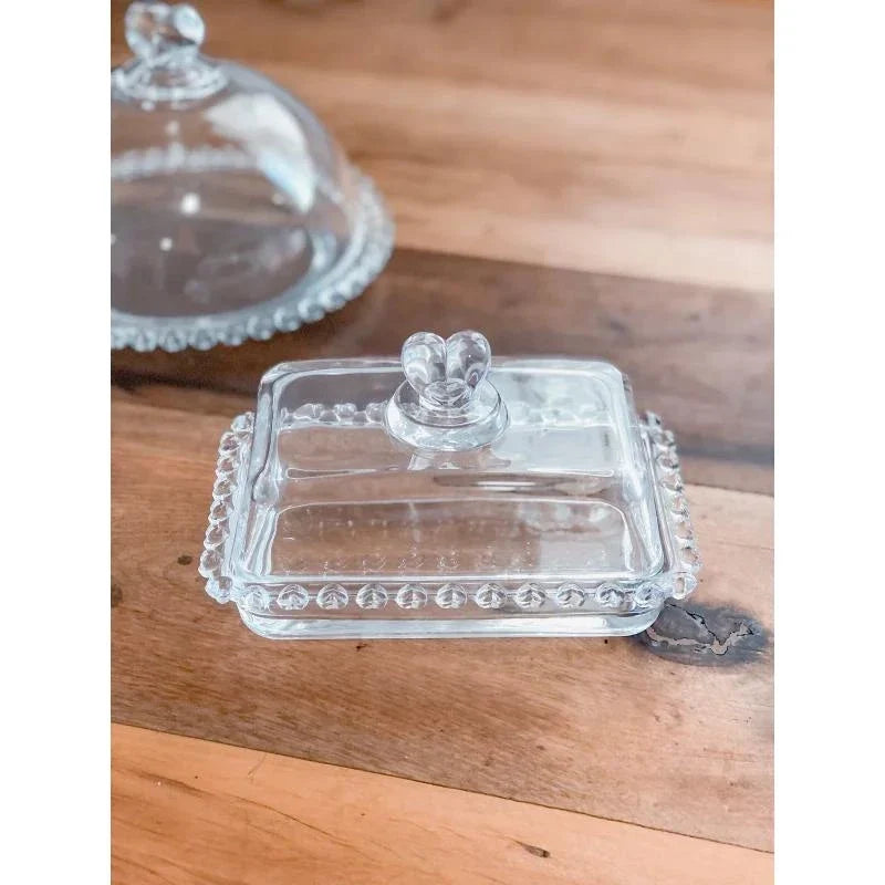 Kit Queijeira e Manteigueira de Cristal Coração Lyor Transparente