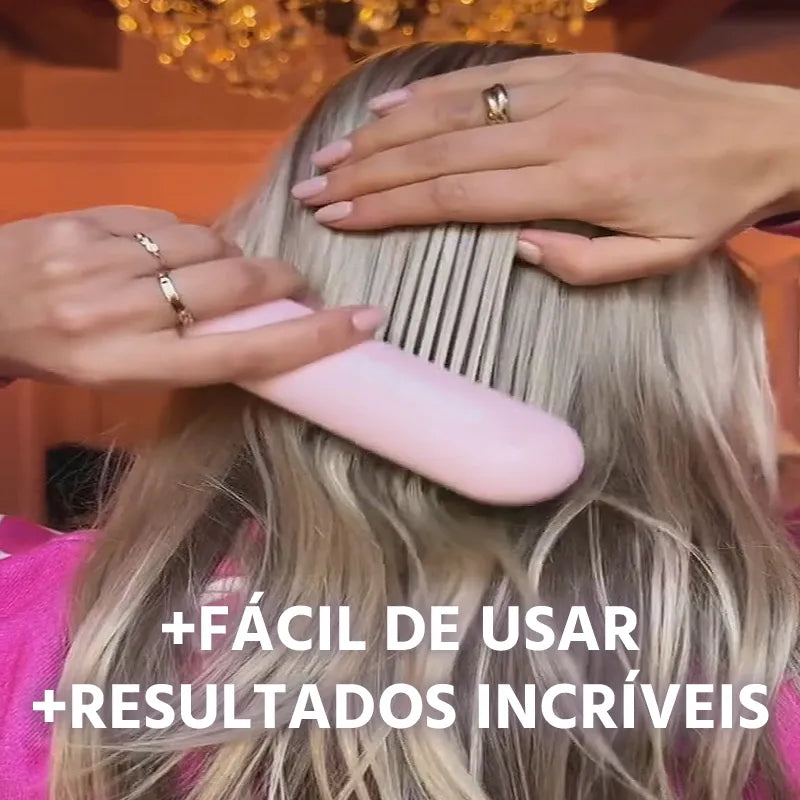 Escova Alisadora de Cabelo 5 em 1 Sem Fio PureGlam Mega Certo