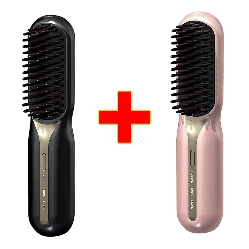 Escova Alisadora de Cabelo 5 em 1 Sem Fio PureGlam Mega Certo