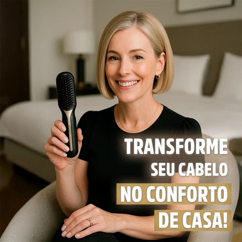 Escova Alisadora de Cabelo 5 em 1 Sem Fio PureGlam Mega Certo