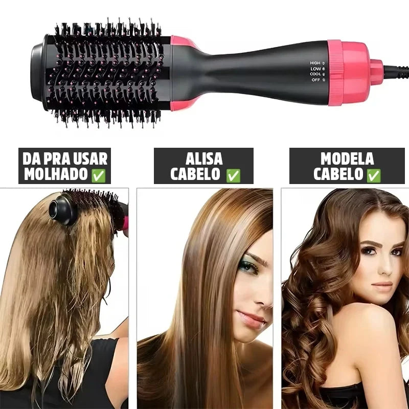 Escova Secadora Alisadora de Cabelo 4 em 1 LumiGlam Mega Certo
