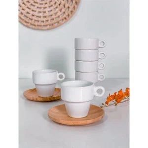 Kit 4 Xícaras Cafezinho 90 ml Empilhável Branco