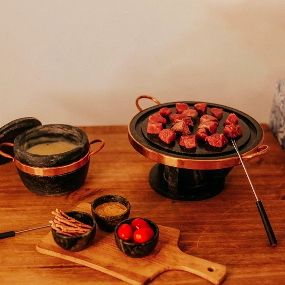 Jogo 6 Peças Fondue Essencial em Pedra Sabão