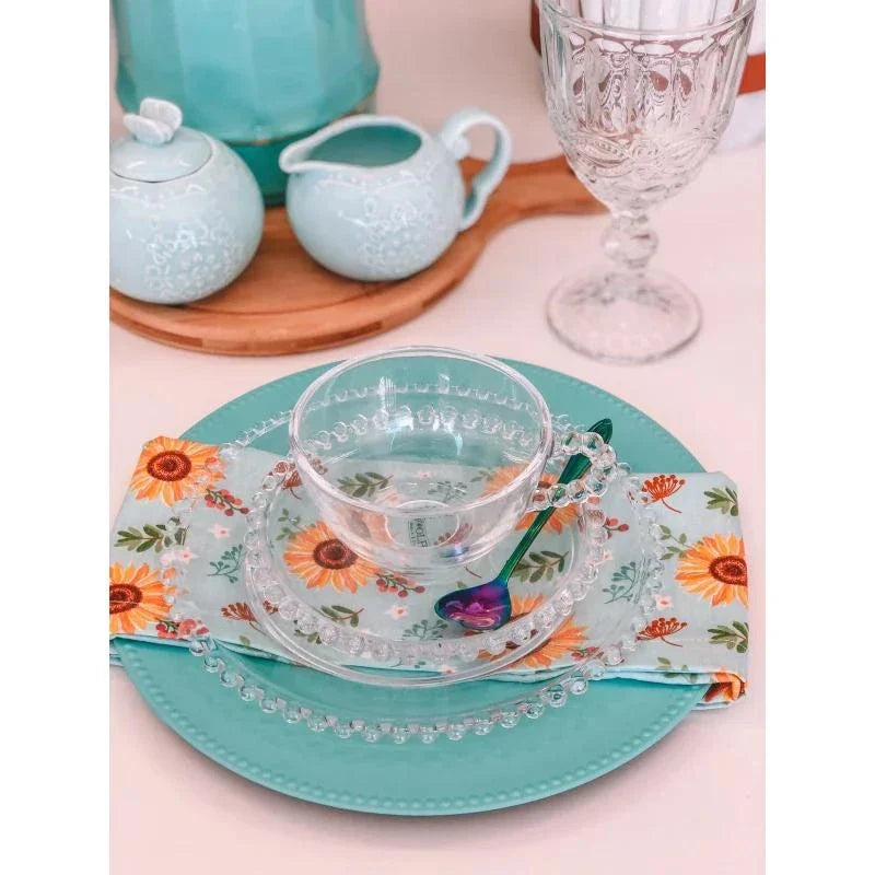 Conjunto 4 Pratos de Sobremesa Cristal 20 cm Pearl Bolinha Wolff Transparente