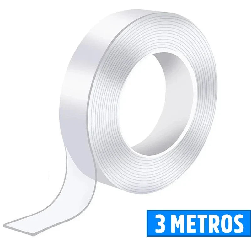 Fita Dupla Face Adesiva Transparente Resistente Gripo Mega Certo