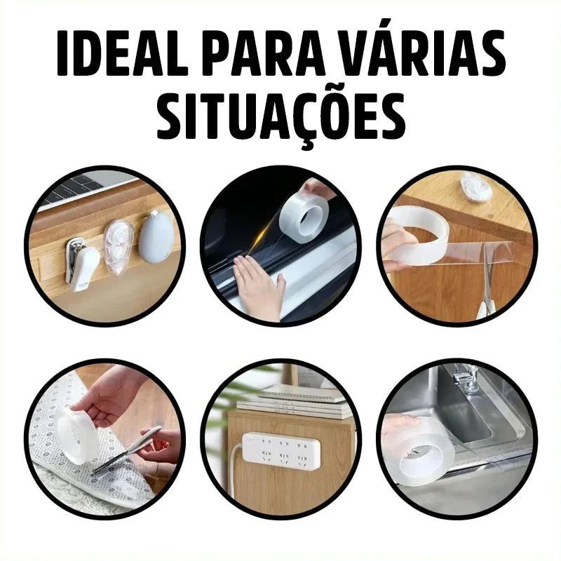 Fita Dupla Face Adesiva Transparente Resistente Gripo Mega Certo