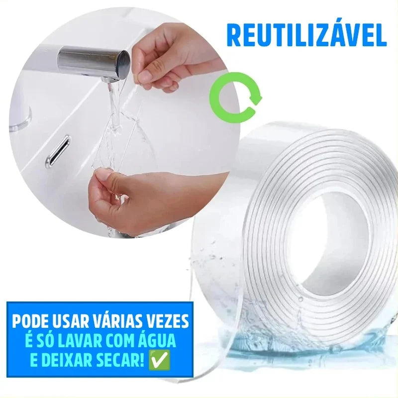 Fita Dupla Face Adesiva Transparente Resistente Gripo Mega Certo