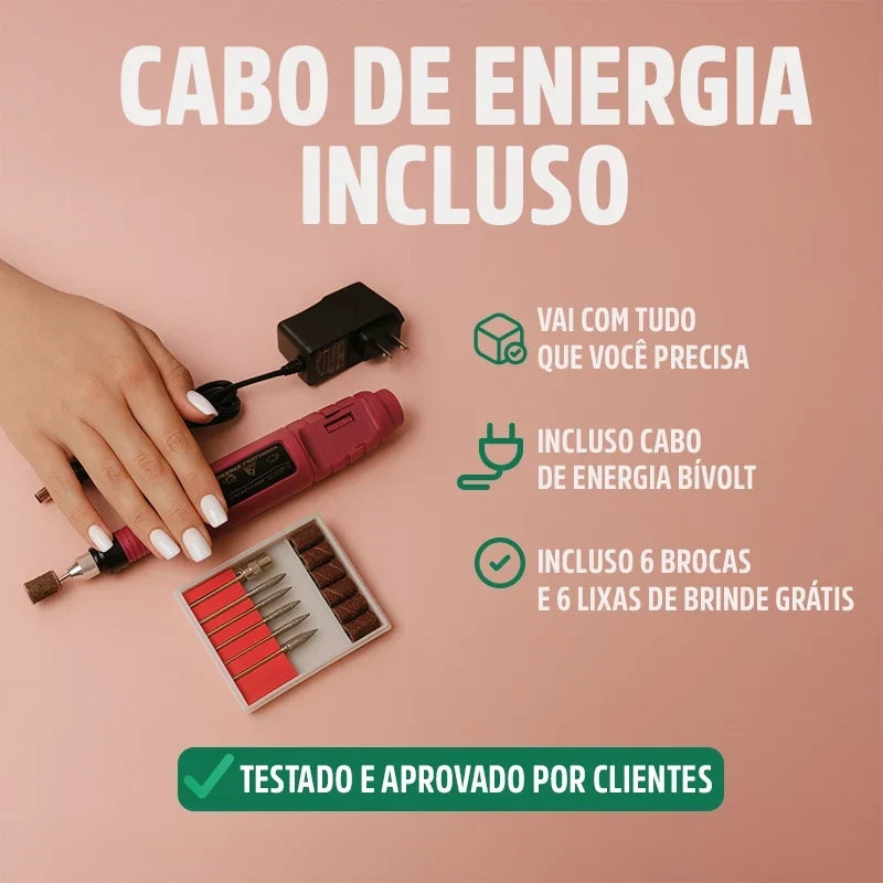 Lixa de Unha Elétrica Profissional Mega Certo Megapen 6 em 1 Bivolt