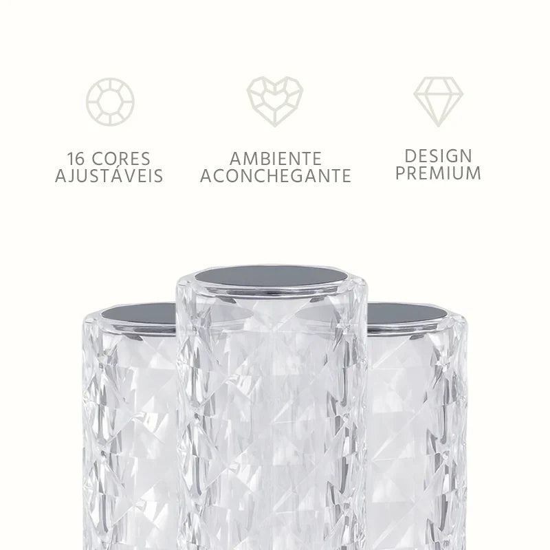Luminária de Cristais com 16 Cores Recarregável Lumos Mega Certo
