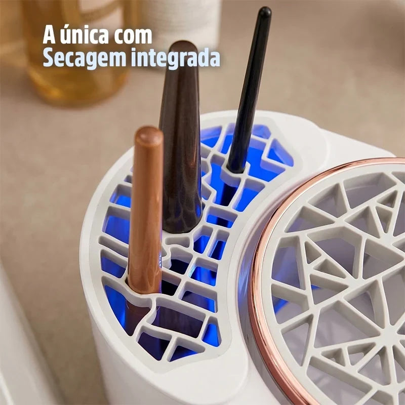 Máquina Elétrica Lava e Seca Pincéis de Maquiagem 3 em 1 Luvemi Mega Certo