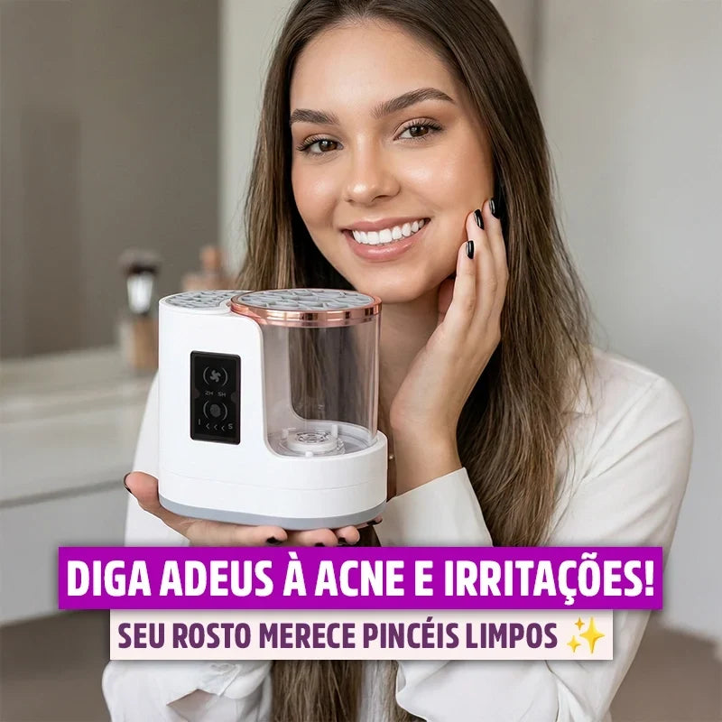 Máquina Elétrica Lava e Seca Pincéis de Maquiagem 3 em 1 Luvemi Mega Certo