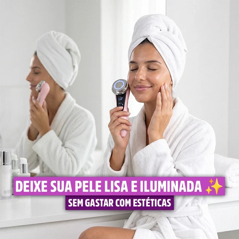 Massageador Facial 4 em 1 Skincare LED Vibração Sônica Mega Certo