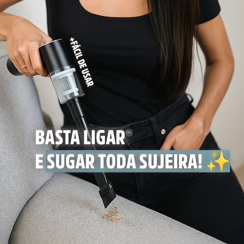 Mini Aspirador de Pó Portátil Recarregável PureVac Mega Certo