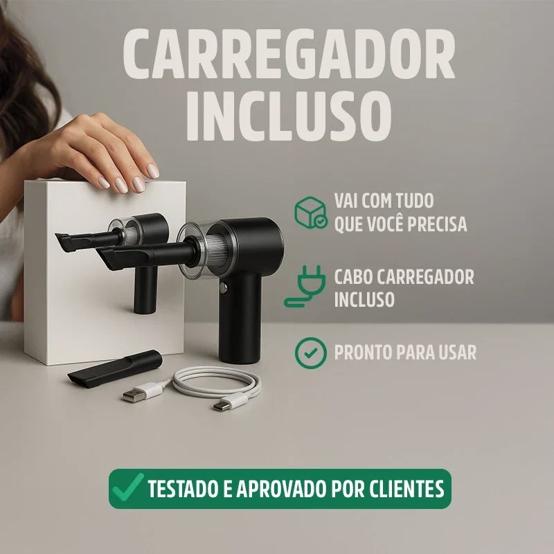 Mini Aspirador de Pó Portátil Recarregável PureVac Mega Certo