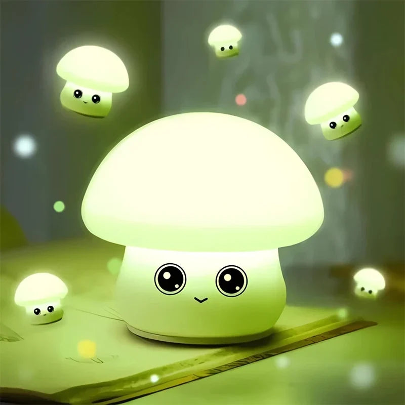 Mini Luminária LED Formato Cogumelo Fofo Recarregável Lumora Mega Certo