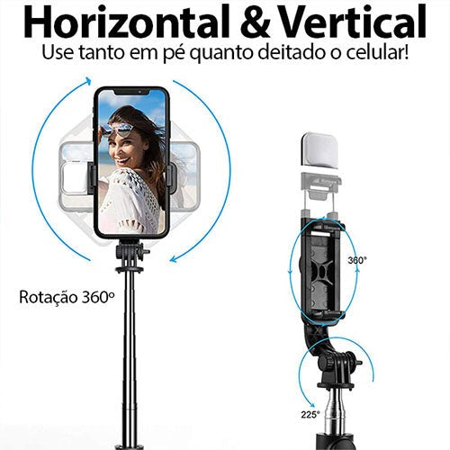 Tripé Selfiegram 4 em 1 com Luz Integrada e Controle Remoto Mega Certo