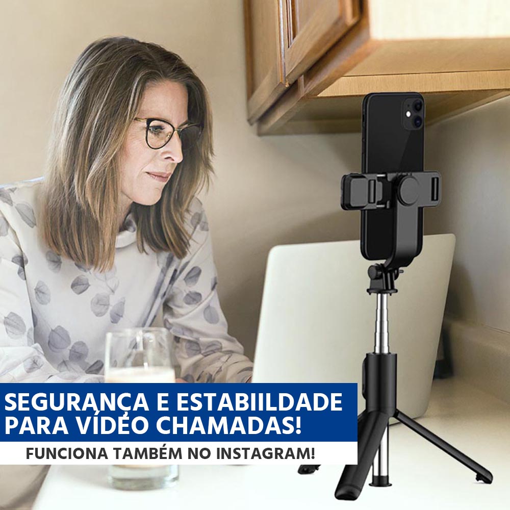 Tripé Selfiegram 4 em 1 com Luz Integrada e Controle Remoto Mega Certo
