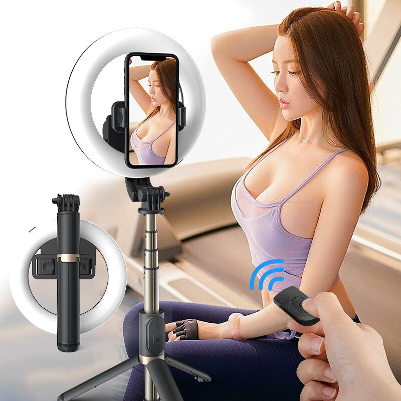 Suporte Ring Light Selfiegram 4 em 1 com Tripé e Bluetooth Mega Certo