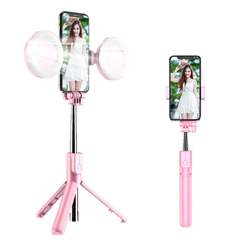 Kit Suporte Celular 5 em 1 Tripé Bastão Selfie Luz LED Mega Certo