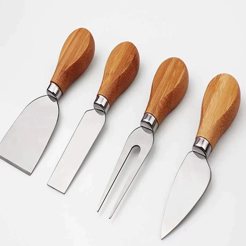 Tábua de Queijos e Frios com Kit 4 Peças de Espátulas Mega Certo