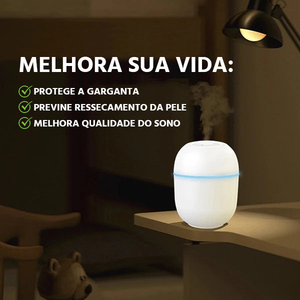 Umidificador de Ar Aromatizador Portátil USB com LED Mega Certo